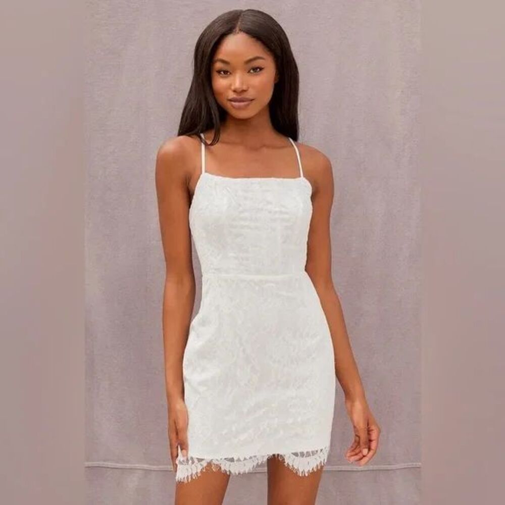 Lulus Women Large Romantic Fate White Lace Bodycon Mini Dress